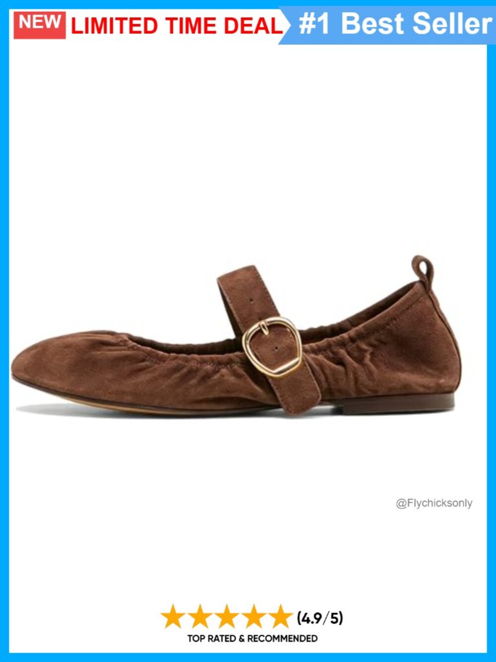 Faux Suede Mary Jane Ballet Flats Buckle Strap Slip On Round Toe